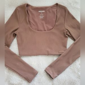 Meshki Long Sleeve Ribbed Crop Top